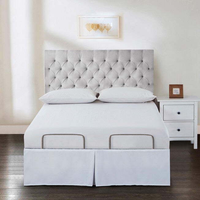 Bed Maker's Adjustable Bed Wrap-Around 15 inches" Tailored Bedskirt , WHITE, hi-res image number null