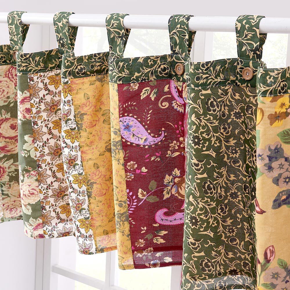 Antique Rose 100% Cotton Window Treatment Valance Curtains, MULTI, alternate image number 2