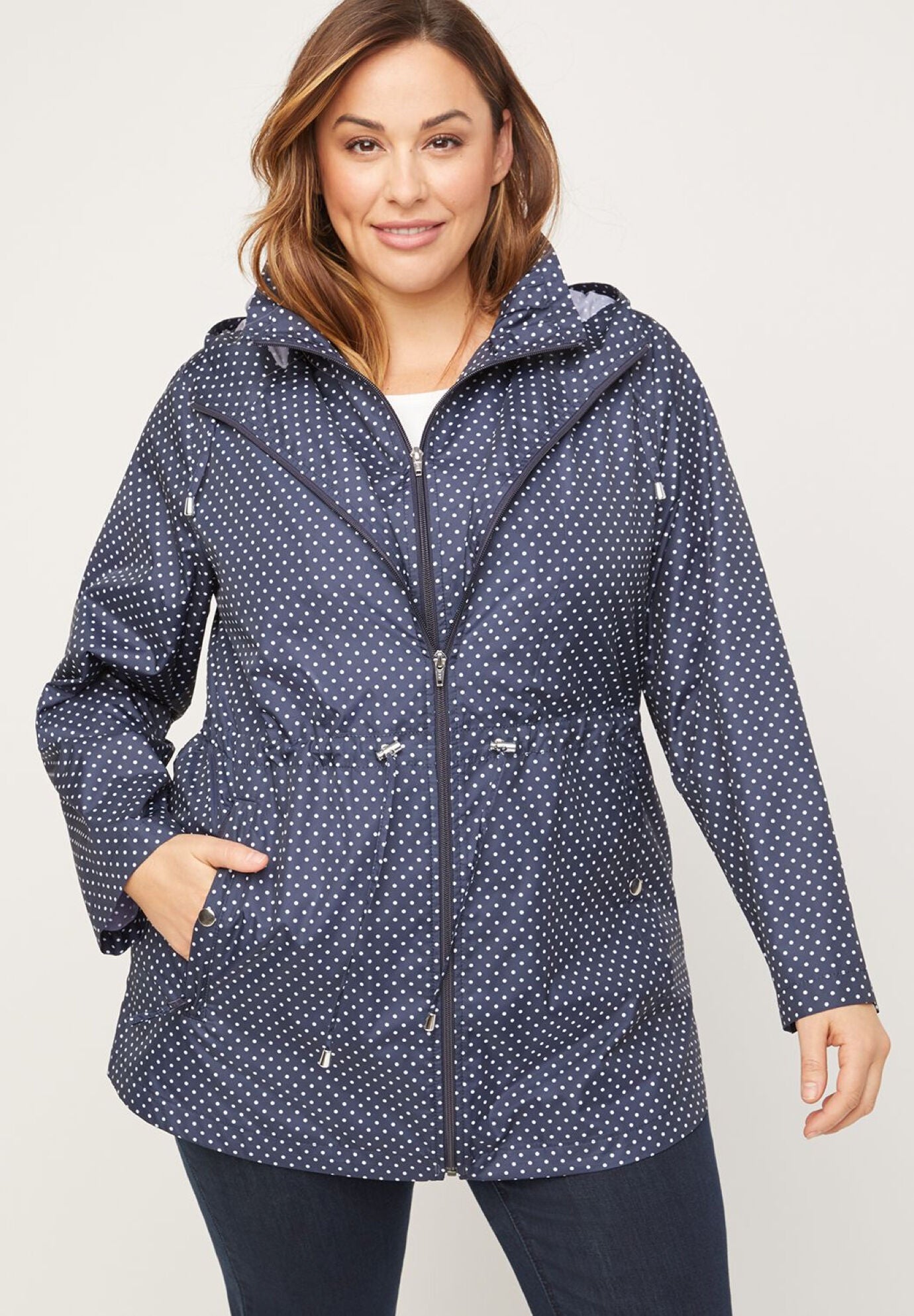 Polka Dot Packable Parka, STORMY NIGHT WHITE, hi-res image number 0