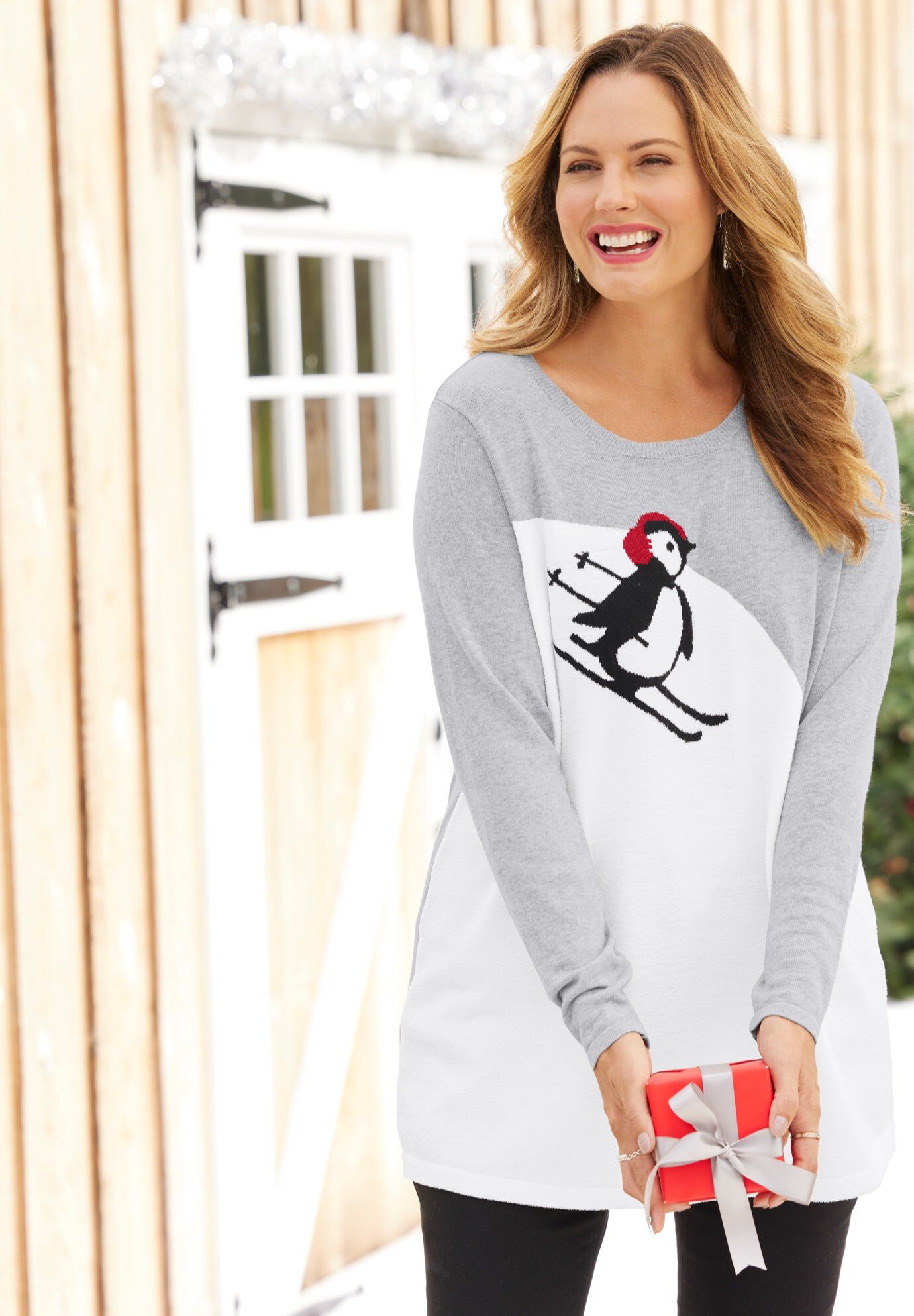 Cozy Whimsy Sweater, ASPEN PENGUIN, hi-res image number 0