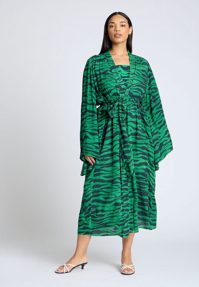 Kimono Cover-Up, GREEN ZEBRA, on-hover image number null