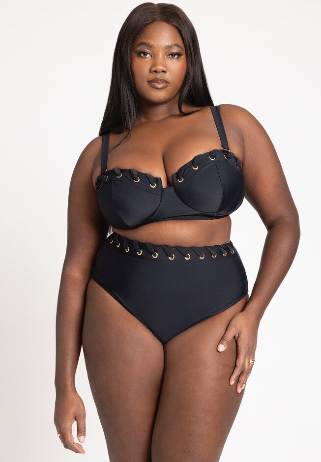Grommet Detail Bikini Bottom, BLACK, hi-res image number null
