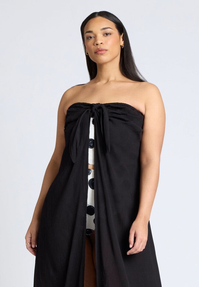 Tie Front Cover-Up, BLACK, alternate image number null