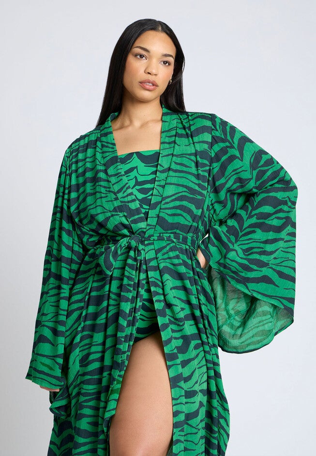 Kimono Cover-Up, GREEN ZEBRA, alternate image number null