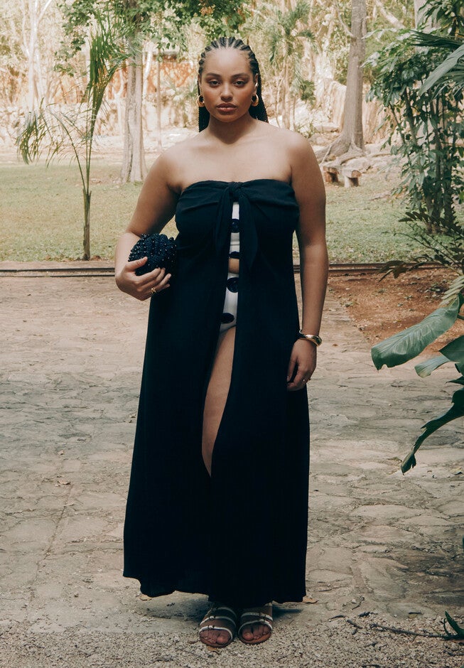 Tie Front Cover-Up, BLACK, hi-res image number null
