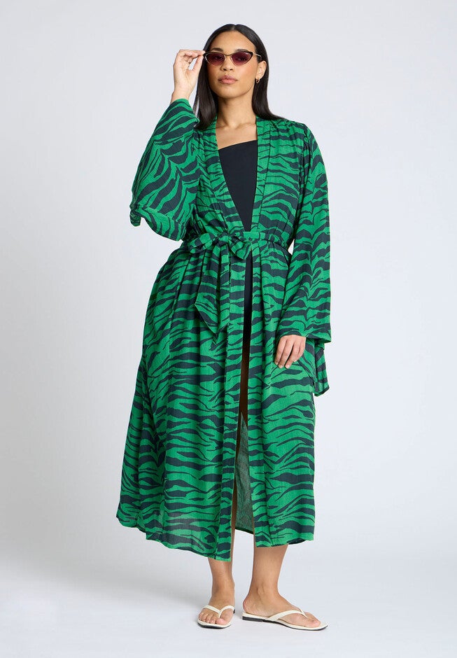 Kimono Cover-Up, GREEN ZEBRA, alternate image number null