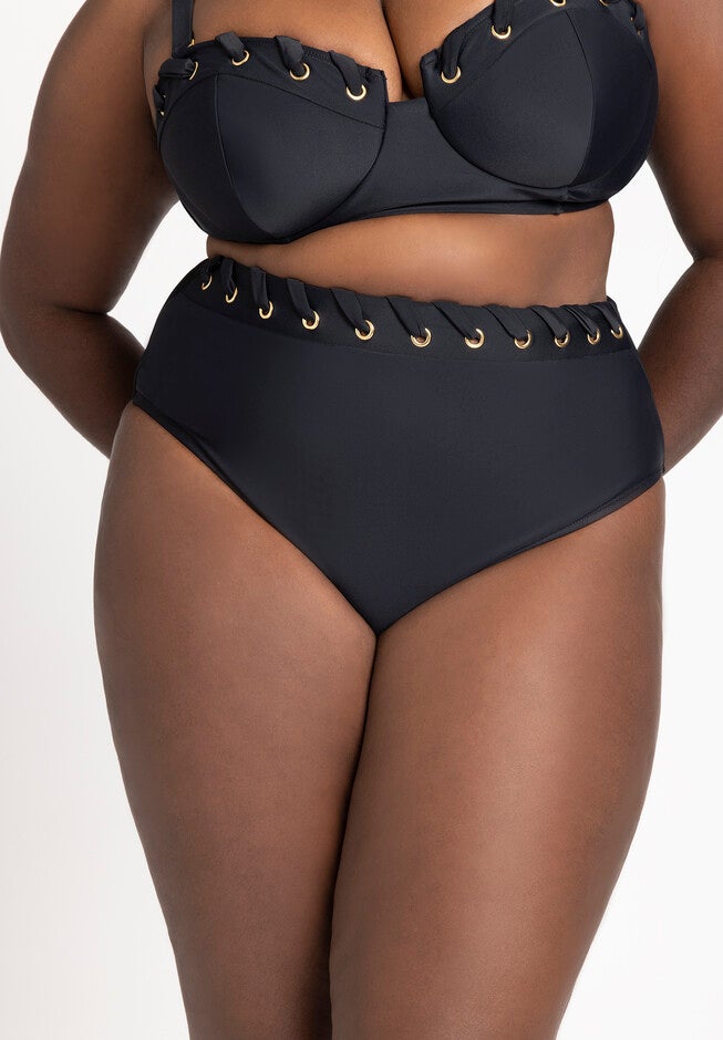 Grommet Detail Bikini Bottom, BLACK, on-hover image number null