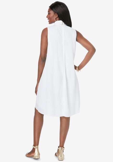 Georgette Mock Neck Dress, , on-hover image number null