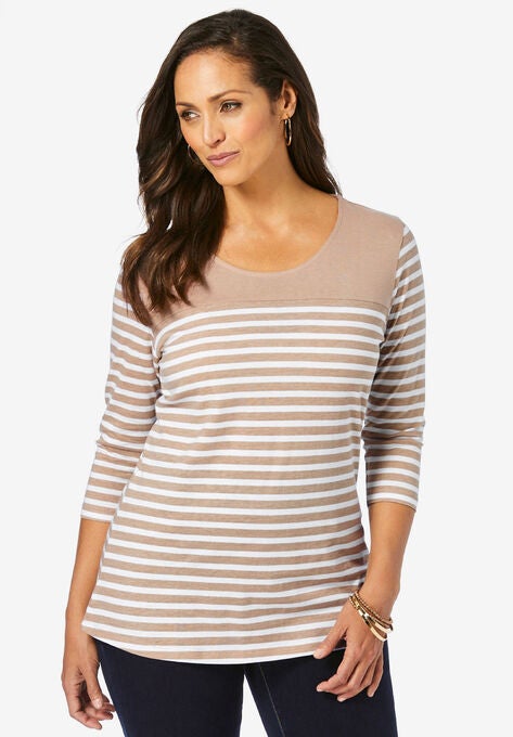 Striped Top, NEW KHAKI STRIPE, hi-res image number null