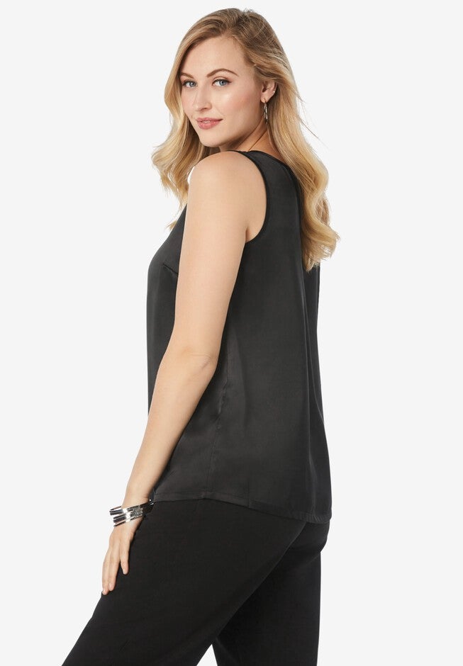 Sleeveless Satin Shell, , alternate image number null