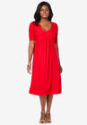 Pleated Tunic Dress, VIVID RED, hi-res image number 0