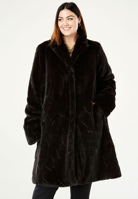 Faux Fur Swing Coat, , alternate image number null