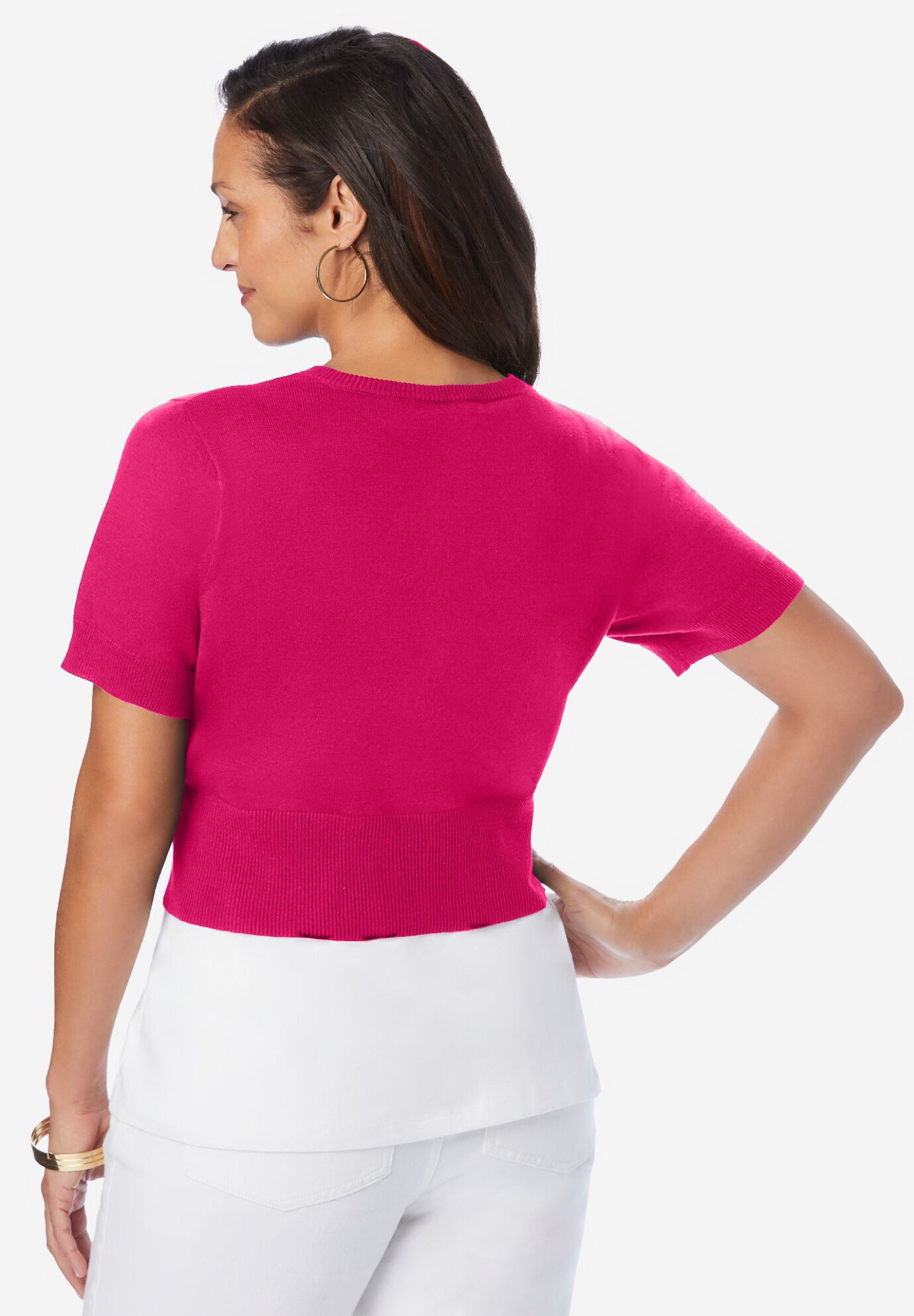 Jewel-Neck Shrug, CHERRY RED, on-hover image number 1