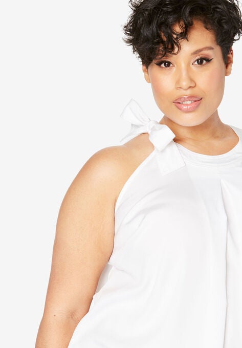 Denim Tie-Neck Dress, , alternate image number null