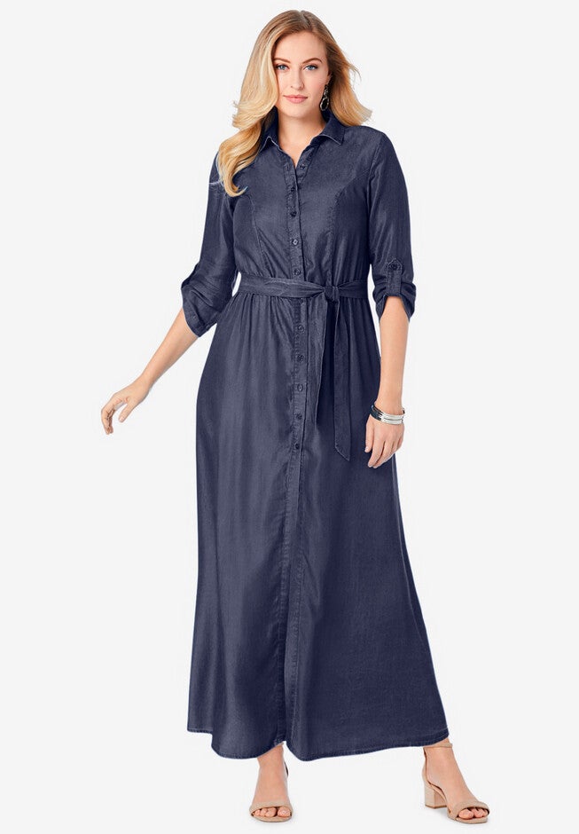 Denim Maxi Dress, INDIGO, hi-res image number null