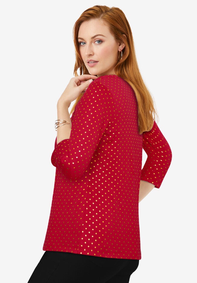 Embellished Scoop Neck Tee, , alternate image number 1