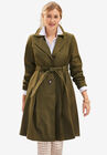 Pleated Trench Coat, DARK OLIVE GREEN, hi-res image number 0