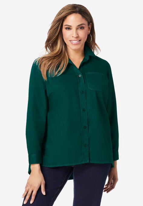 Denim Shirt, EMERALD GREEN, hi-res image number null