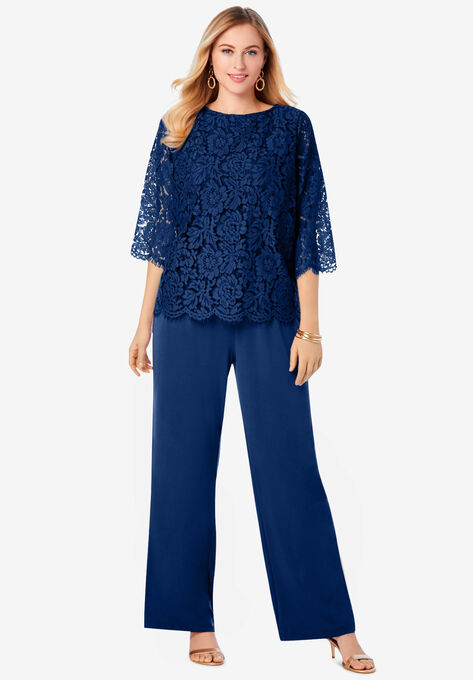 Popover Lace Jumpsuit, EVENING BLUE, hi-res image number null
