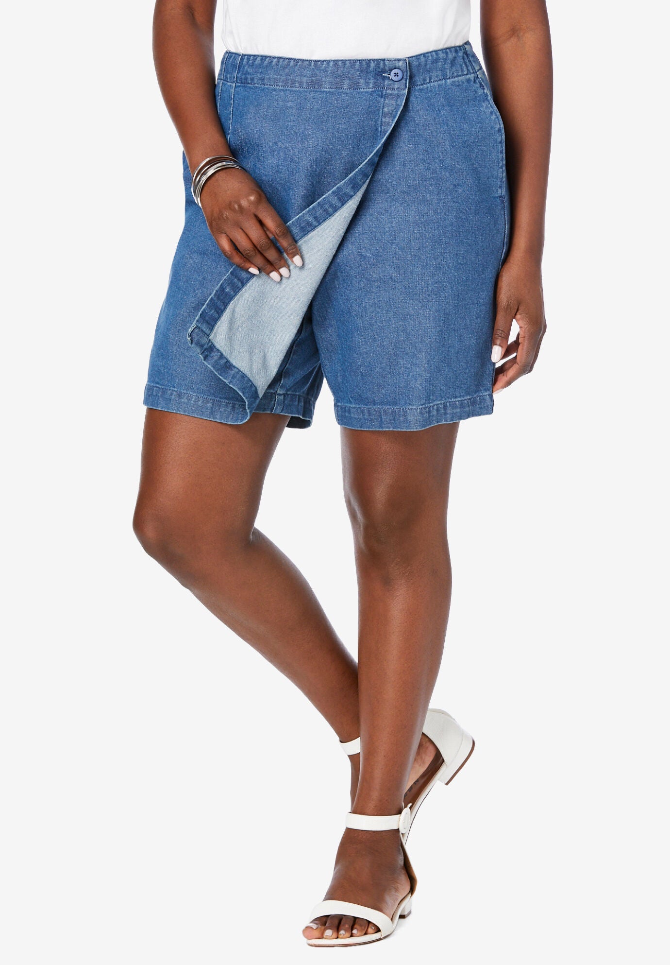 Classic Cotton Denim Skort, , alternate image number 2