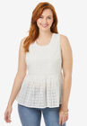 Eyelet Peplum Top, WHITE, hi-res image number null
