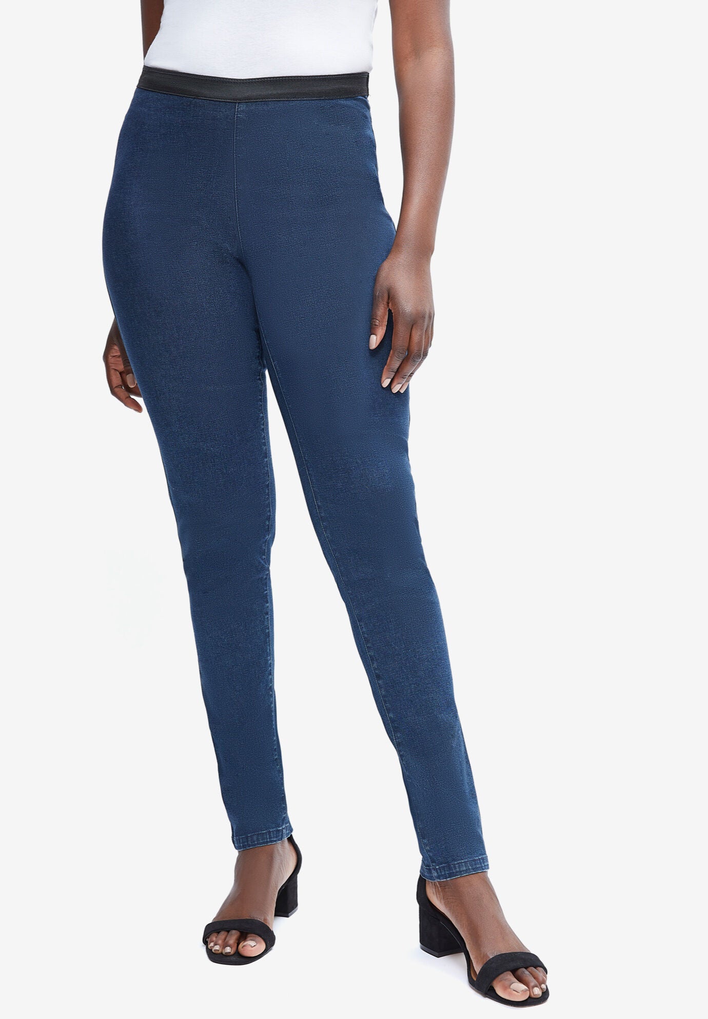 Aggregate 246+ stretch denim leggings elastic waist latest