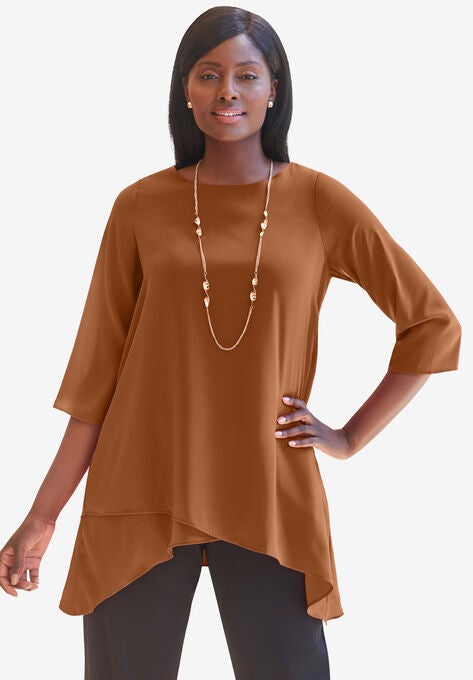 Georgette Overlay Blouse, ANTIQUE COPPER, hi-res image number null