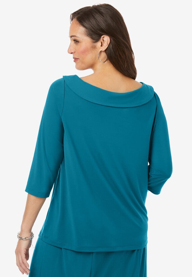 Fold-Over Boatneck Top, , on-hover image number 1