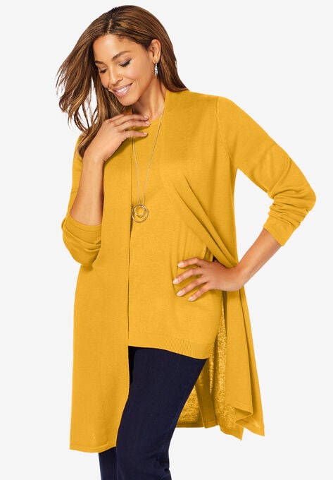 Fine Gauge Cardigan Topper, SUNSET YELLOW, hi-res image number null