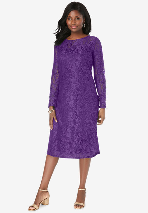 Lace Shift Dress, PURPLE ORCHID, hi-res image number null