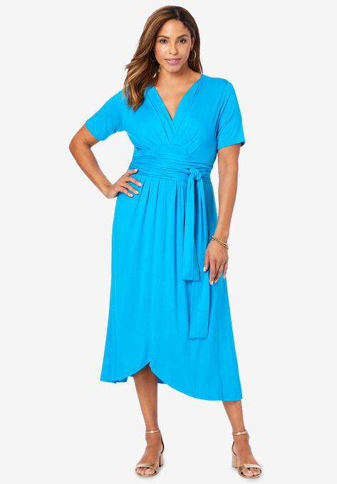 Tie-Waist High Low Dress, BRILLIANT BLUE, hi-res image number null