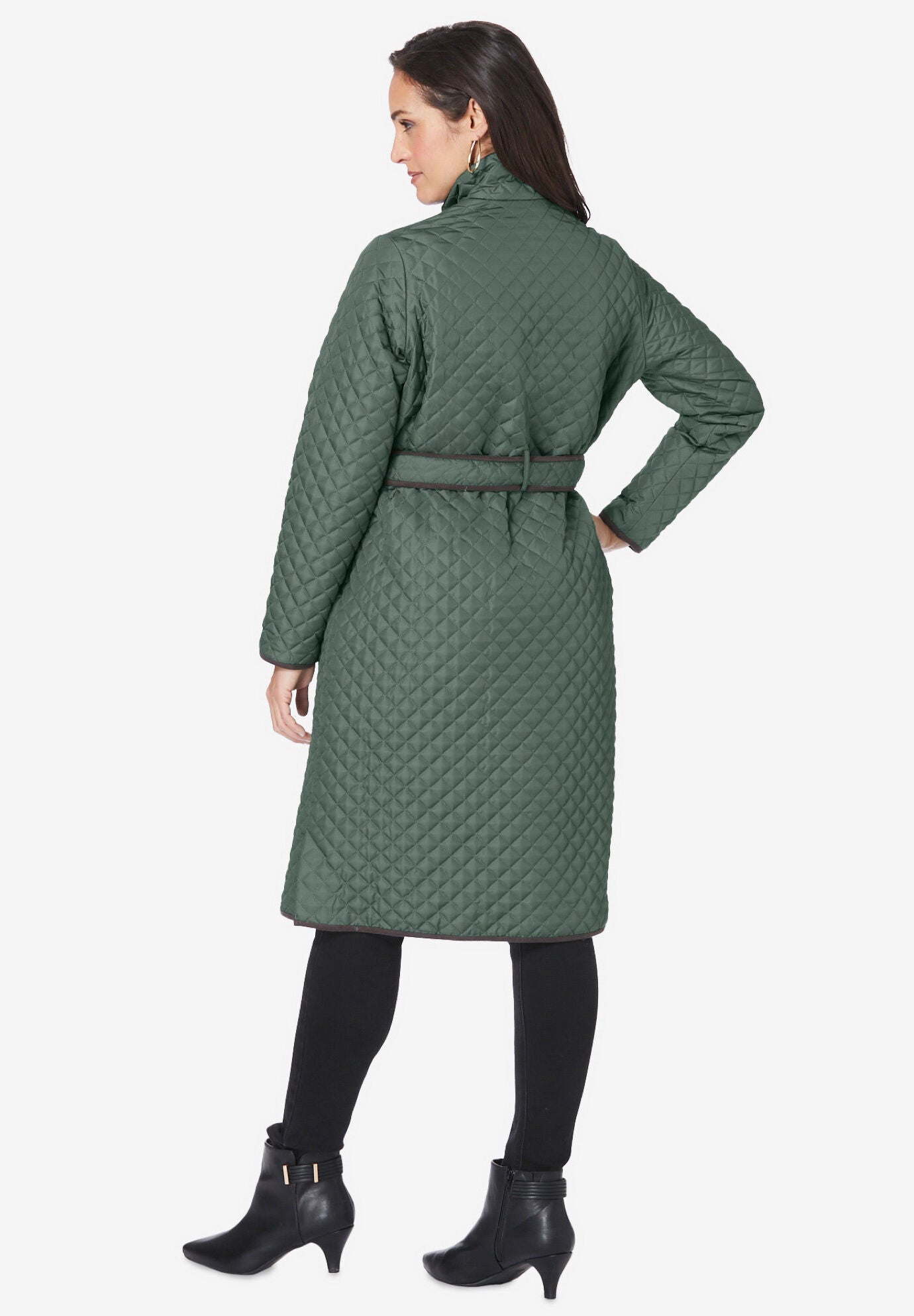 Quilted Collarless Long Jacket, , on-hover image number 1