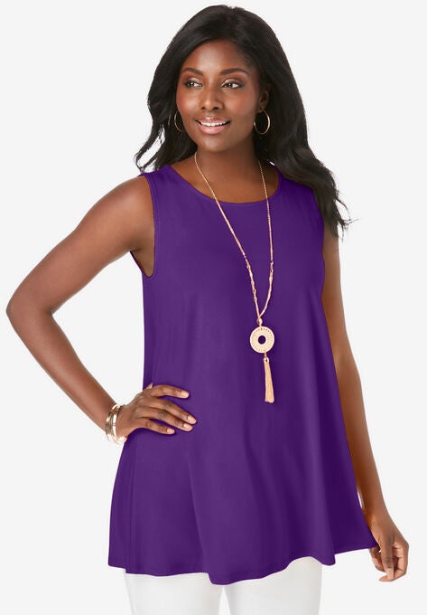Sleeveless Swing Tunic, PURPLE ORCHID, hi-res image number null