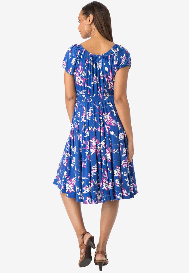 Stretch Knit Peasant Dress, , on-hover image number null