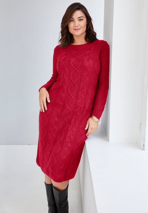Cable Sweater Dress, , alternate image number null