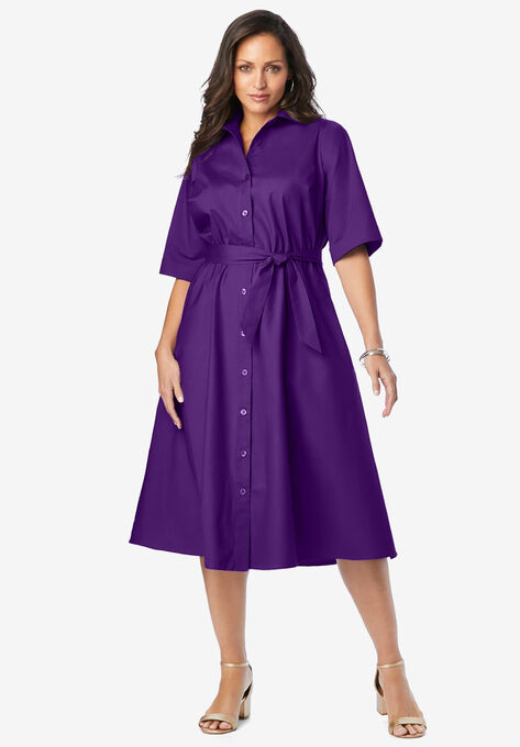 Poplin Shirtdress, PURPLE ORCHID, hi-res image number null