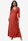 Faux Wrap Maxi Dress, RED OCHRE, hi-res image number 0