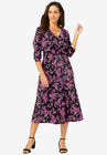Slit Sleeve Knit Midi Dress, BLACK SHADOW PAISLEY, hi-res image number null