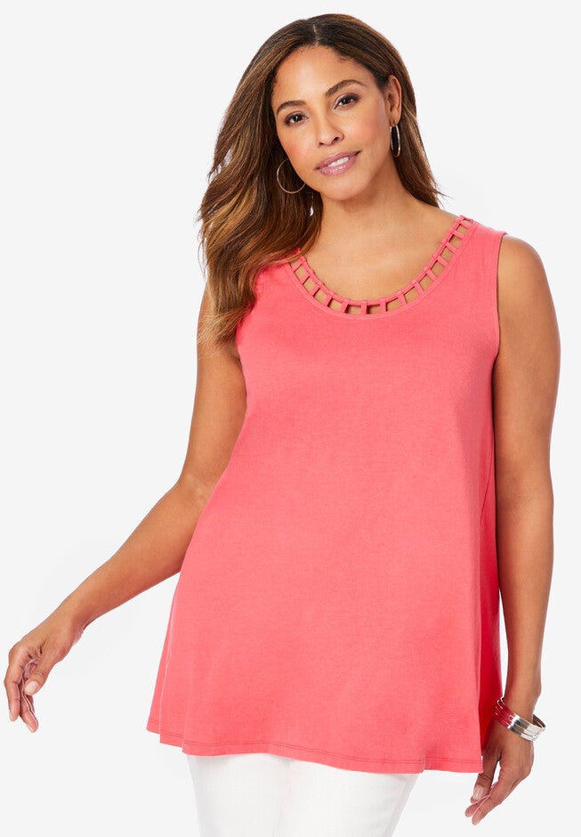 Cutout Tunic, VIBRANT WATERMELON, hi-res image number 0
