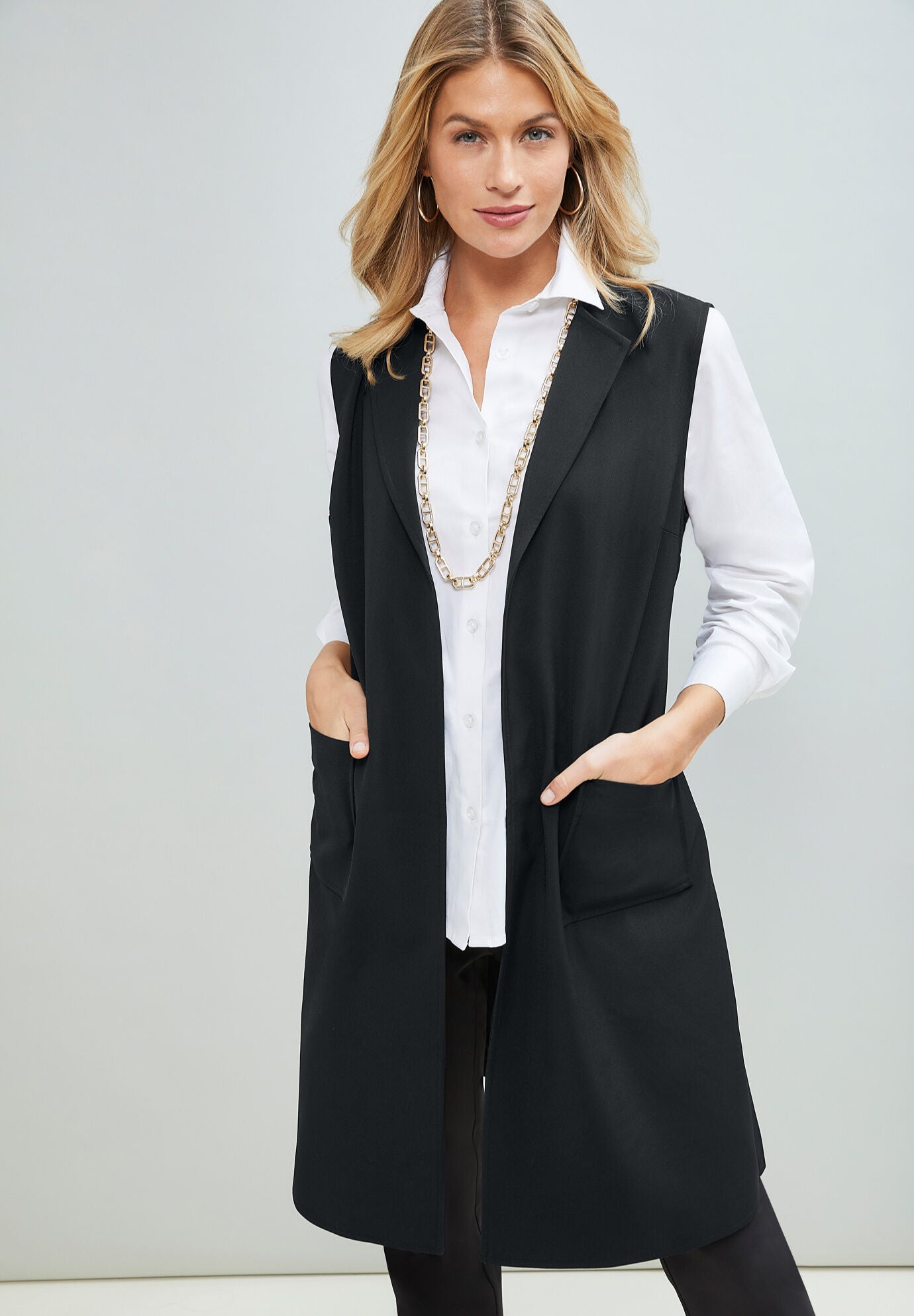 Bi-Stretch Tie-Front Gilet, , alternate image number 4