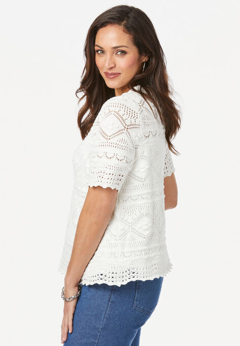 Openwork Sweater Pullover, , alternate image number null