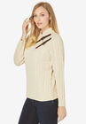 Buckle-Trim Turtleneck, , alternate image number null