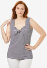Tie Front Tank, NAVY CLASSIC STRIPE, hi-res image number null