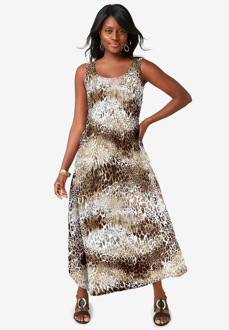 Flared Tank Dress, NATURAL PRINT, hi-res image number null
