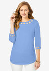 Lattice Boatneck Tunic, FRENCH BLUE, hi-res image number null
