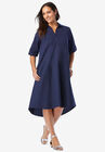 Collared Cuff Sleeve Dress, NAVY, hi-res image number null