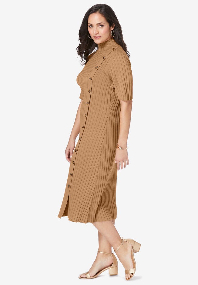 Button Front Sweater Dress, , alternate image number null