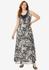 Printed Maxi Dress, BLACK WHITE ABSTRACT, hi-res image number null