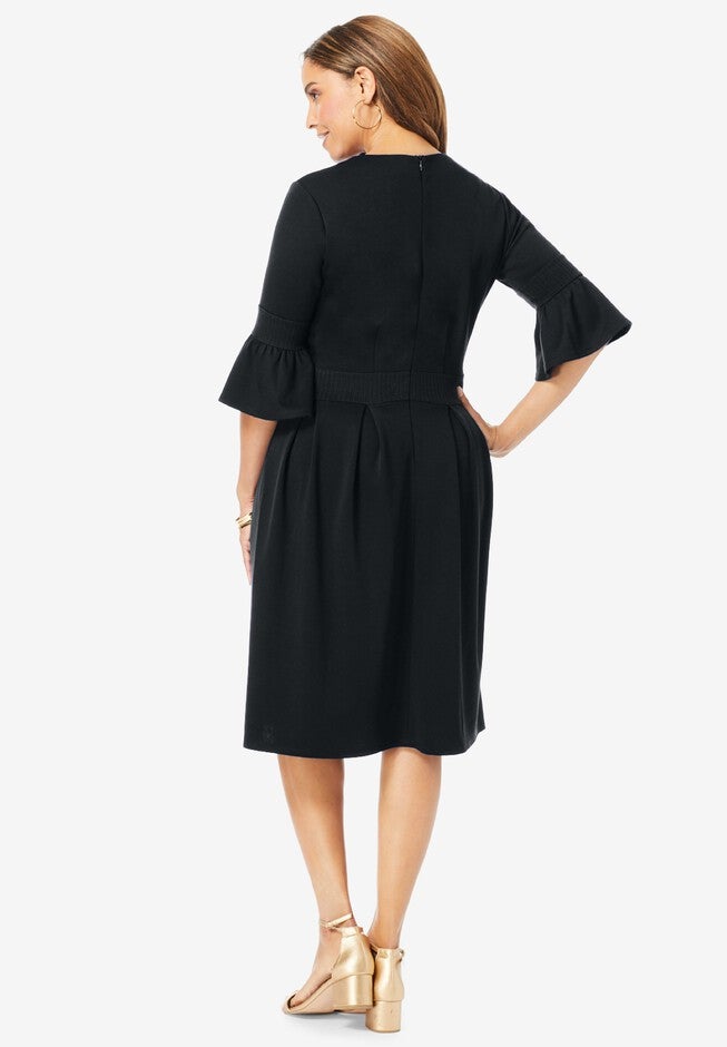 Ponte Fit & Flare Dress, , on-hover image number 1