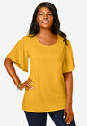Flutter Sleeve Tunic, SUNSET YELLOW, hi-res image number 0